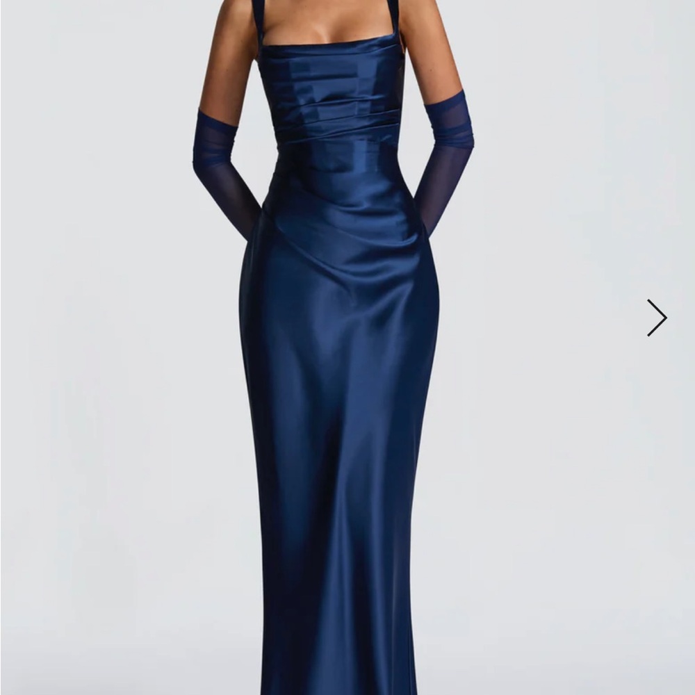 Elegant Navy Blue Satin Gown